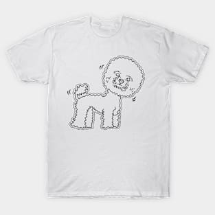 line art illustration of a cute poodle T-Shirt